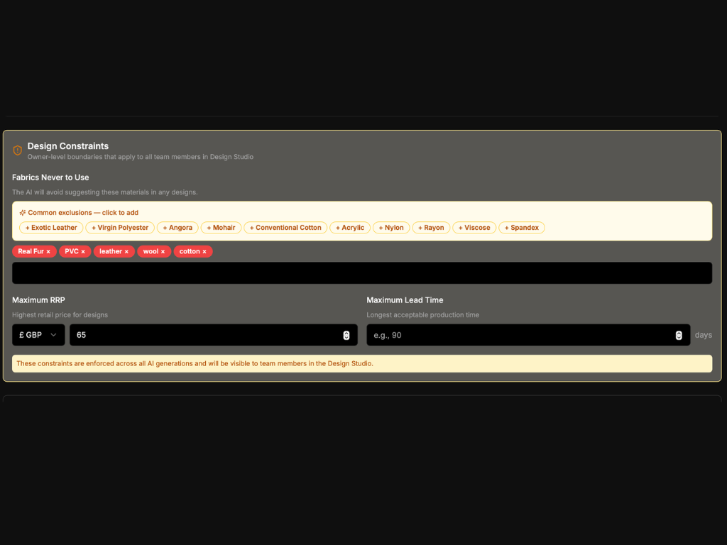 Make It With Hemp: Intelligence settings are adjusted to ensure that any designs avoid fabrics such